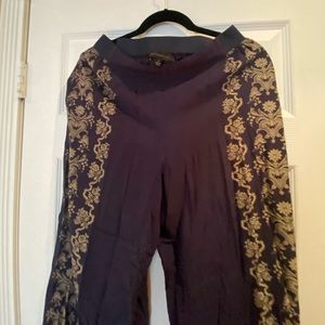 Navy Blue gold design bellbottom pants Size L